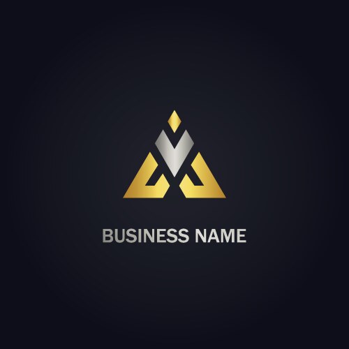 Triangle v initial company gold logo vector image