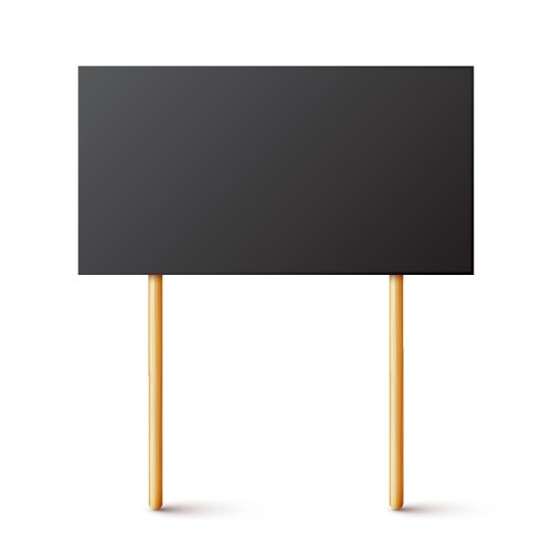 Blank black protest sign with wooden holder vector image