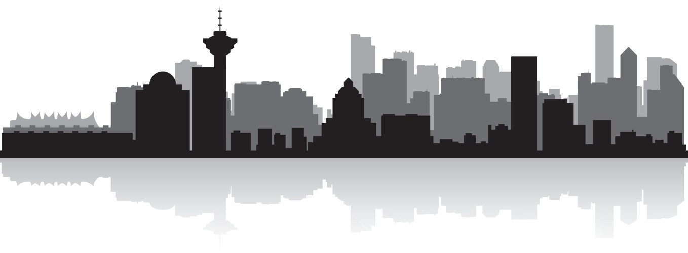 vancouver canada city skyline silhouette vector image