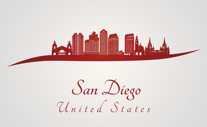 San diego skyline in red vector image