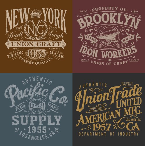 Vintage workwear graphics set vector image