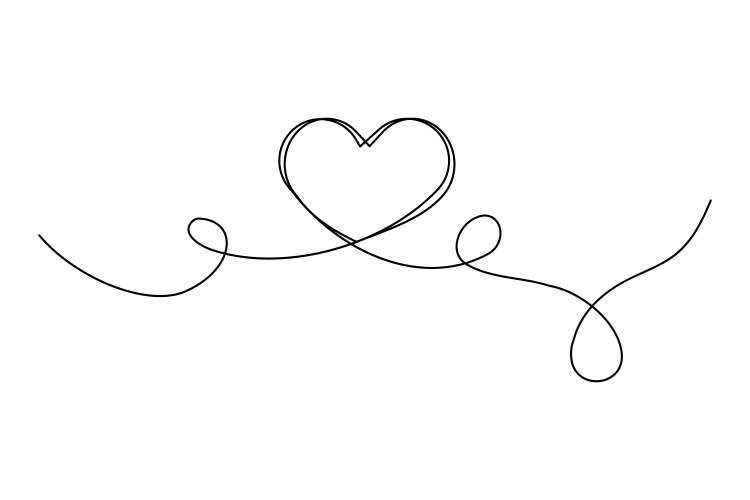 Line art heart one single contour vector image