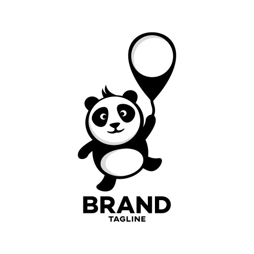 Modern panda on a balloon logo vector image