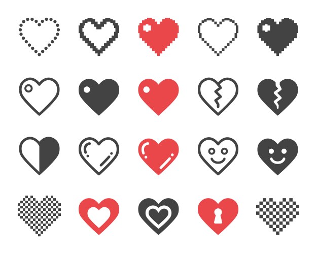 heart icon set vector image