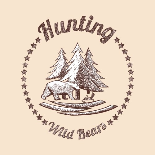 hunting emblem vector image