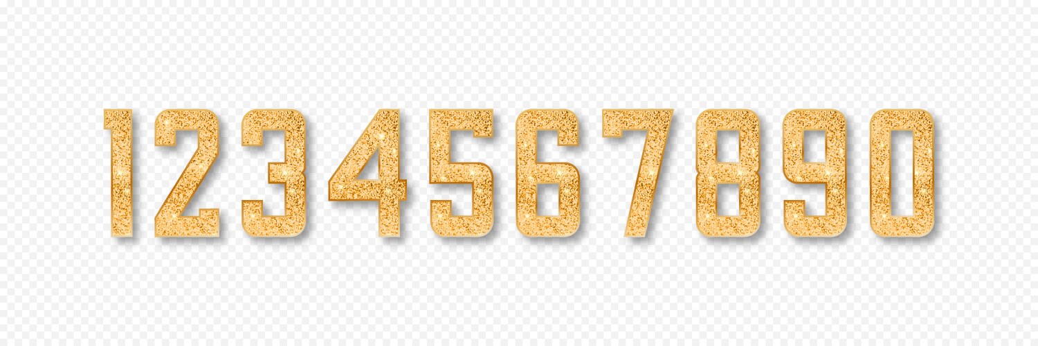 golden glitter numbers with shadow vector image