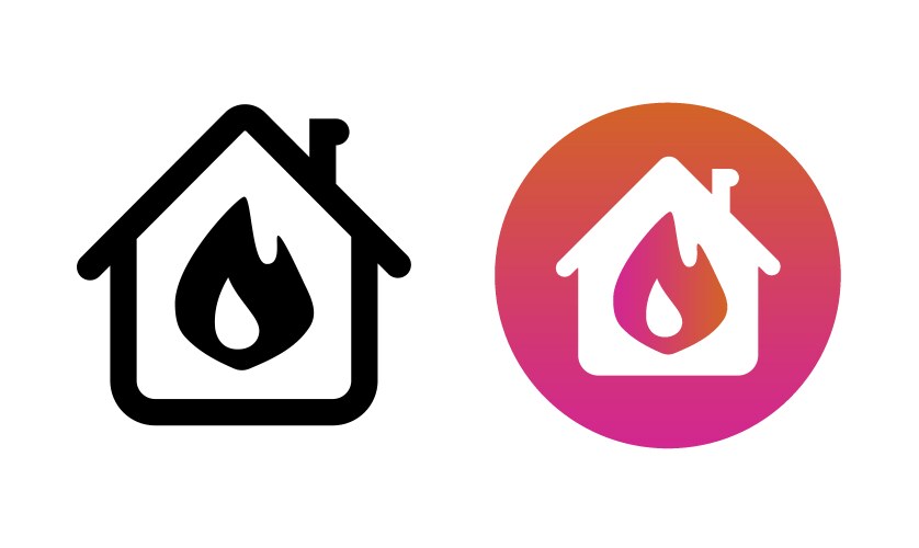 House fire icon simple home flame alarm safety vector image