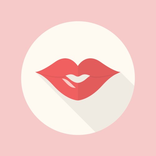 red lips kiss flat icon vector image