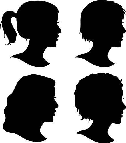 set of female cameo silhouettes vector image