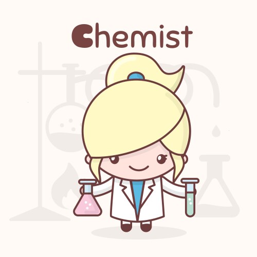 Cute chibi kawaii characters alphabet professions vector image