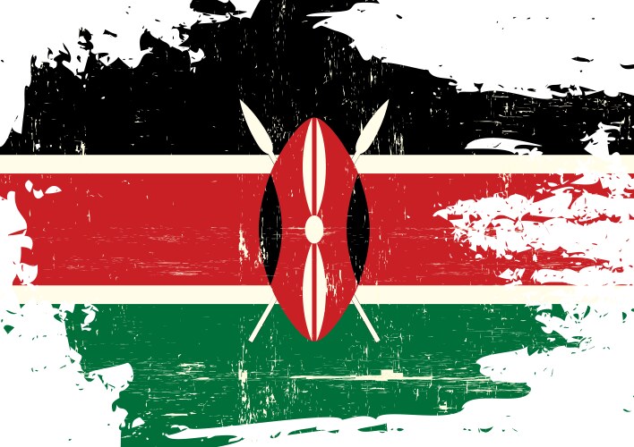 Kenya scratched flag vector image