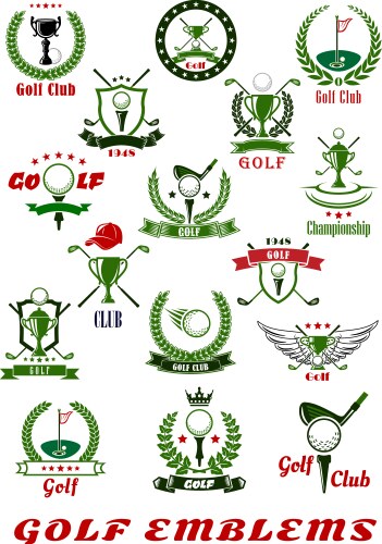 golf sport icons and symbols set vector image