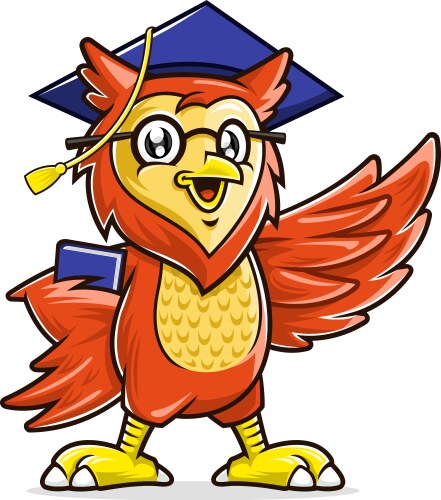 owl mascot character wearing glasses vector image