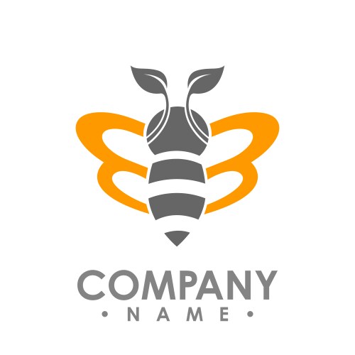 Logo abstract bee flying with orange leaf wing vector image