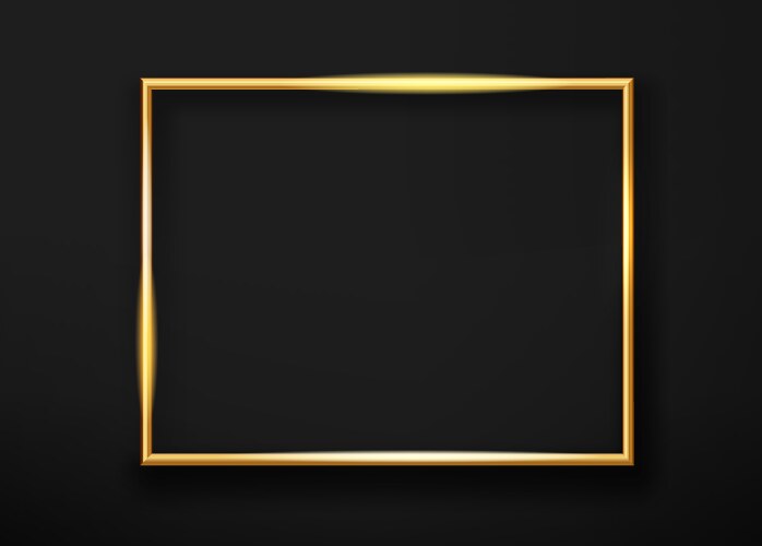 Realistic gold horizontal shining photoframe vector image