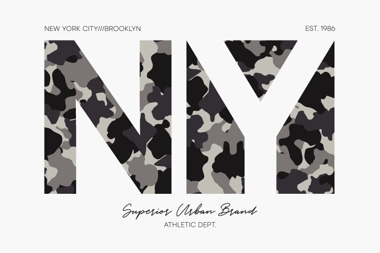 new york ny t-shirt design with camouflage vector image