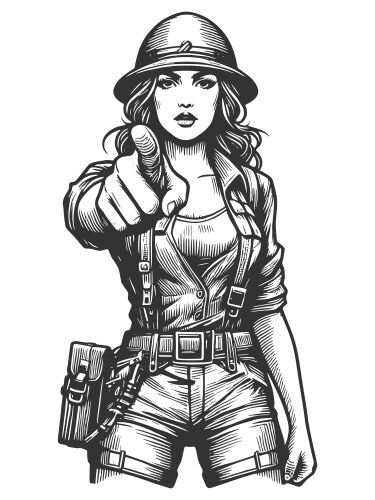 Military woman pointing vector image