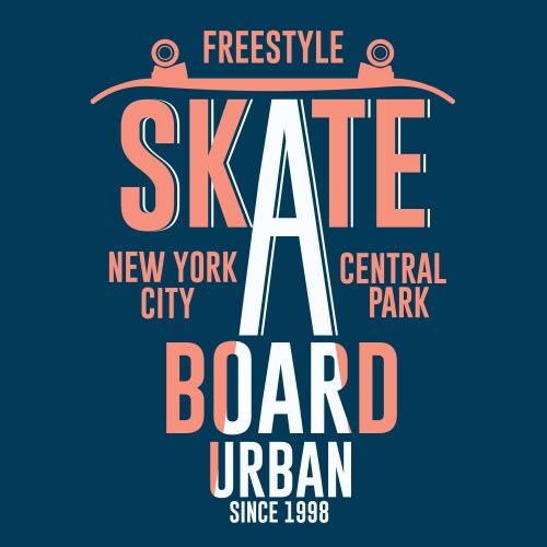 skateboarding new york t-shirt graphic design vector image