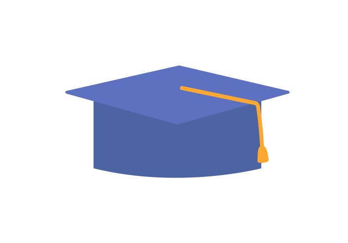 School graduate hat blue mortarboard cap vector image