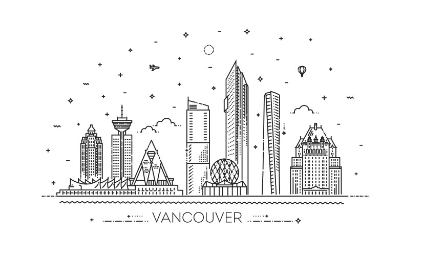 Canada vancouver architecture line skyline vector image