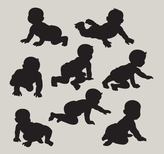 Baby crawling silhouette vector image