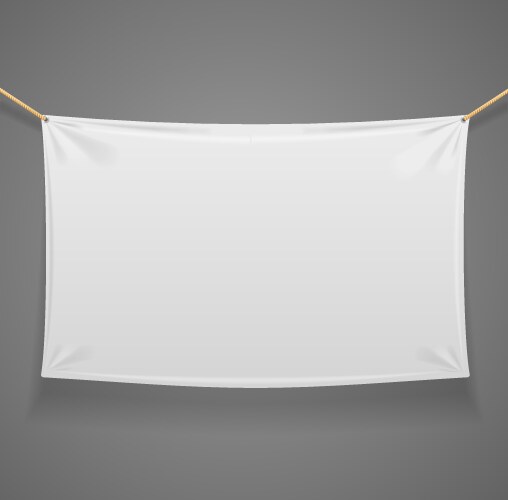 Blanc fabric rectangular banner with ropes vector image