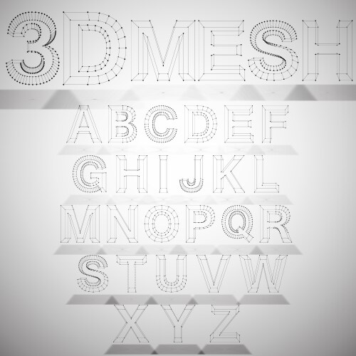 Three dimensional mesh stylish alphabet on white vector image