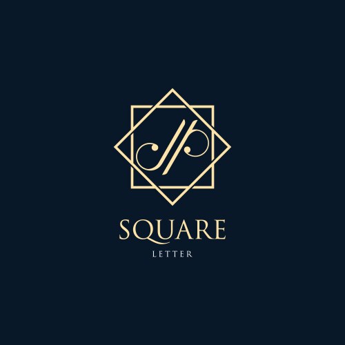 Logo abstract letter j and p with square luxury vector image