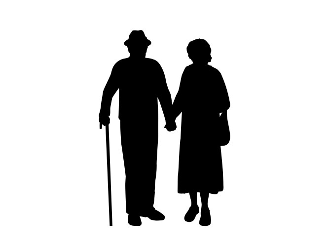 Silhouettes grandparents holding hands vector image