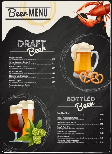 beer chalkboard menu vector image