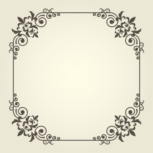 art nouveau square frame with ornate curly corners vector image