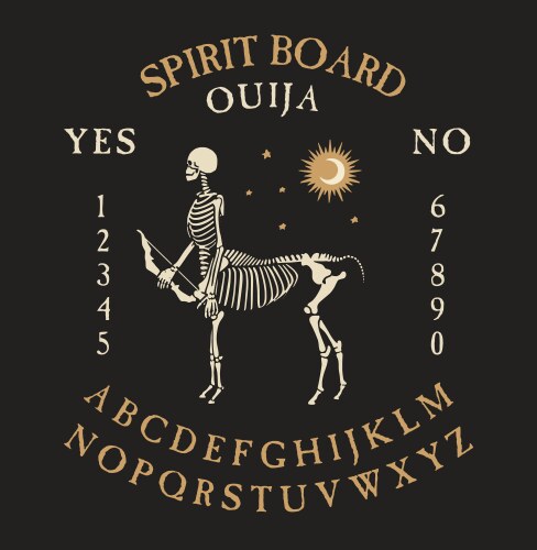 Spirit board ouija with skeletons vector image