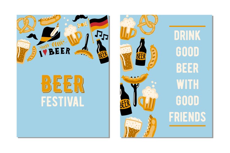 set of 2 cards for the beer festival drink good vector image