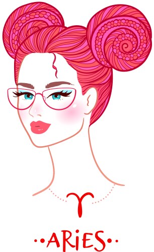 Aries zodiac sign female portrait vector image