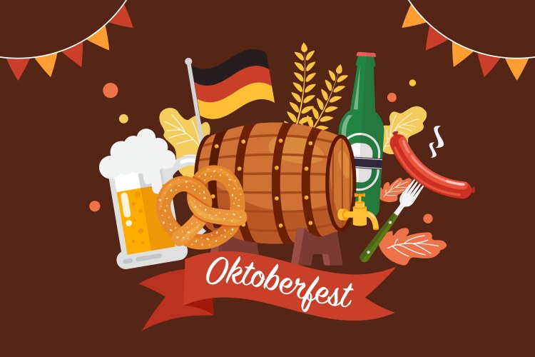 Happy oktoberfest party festival with beer vector image