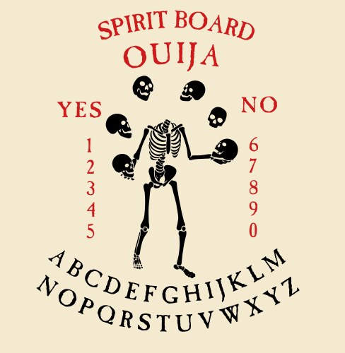 Spirit board ouija with skeletons vector image