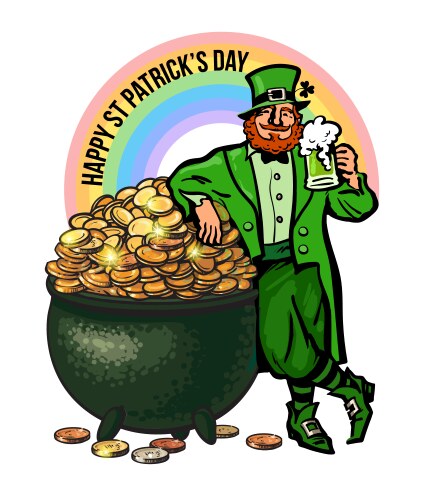 st patricks day poster cartoon leprechaun vector image