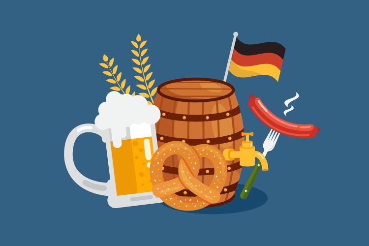 oktoberfest elements with beer sausage vector image