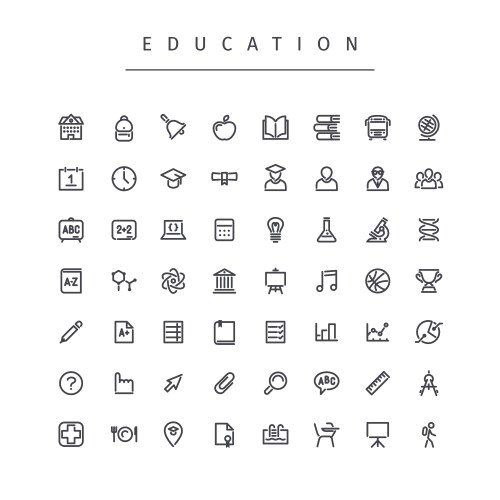 Education stroke icons set vector image