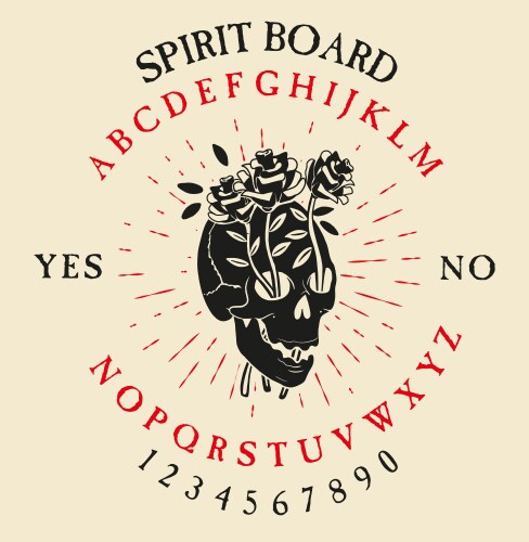 Spirit board ouija with skeletons vector image