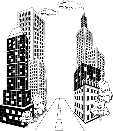 cartoon city downtown vector image