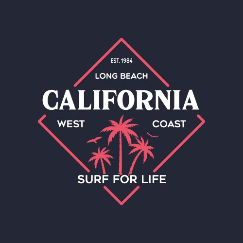 california stylish graphic t-shirt design vector image