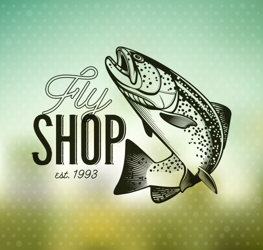 vintage trout fishing emblems vector image