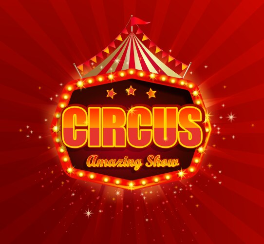 circus banner with retro light bulbs frame vector image