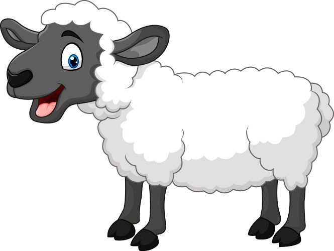 Cartoon happy sheep posing isolated vector image