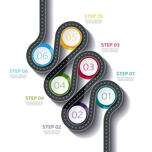 Winding road way location infographic template vector image