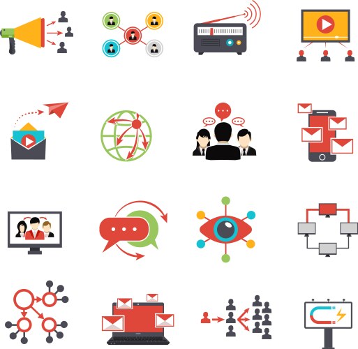 Viral marketing technique flat icons set vector image