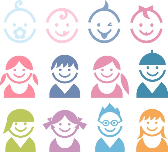 Baby and children faces vector image