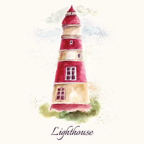 Lighthouse in watercolor technique vector image