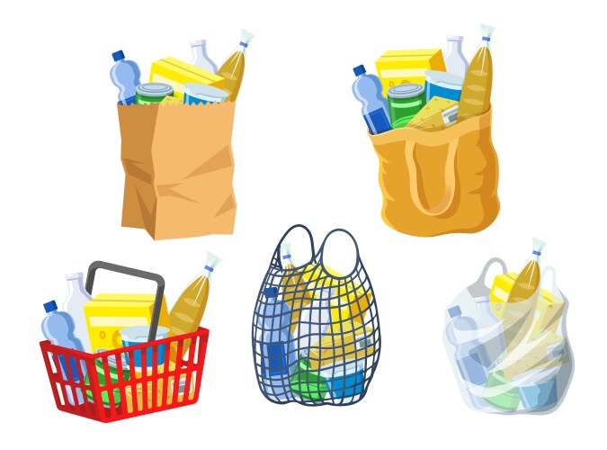 Supermarket bags collection vector image